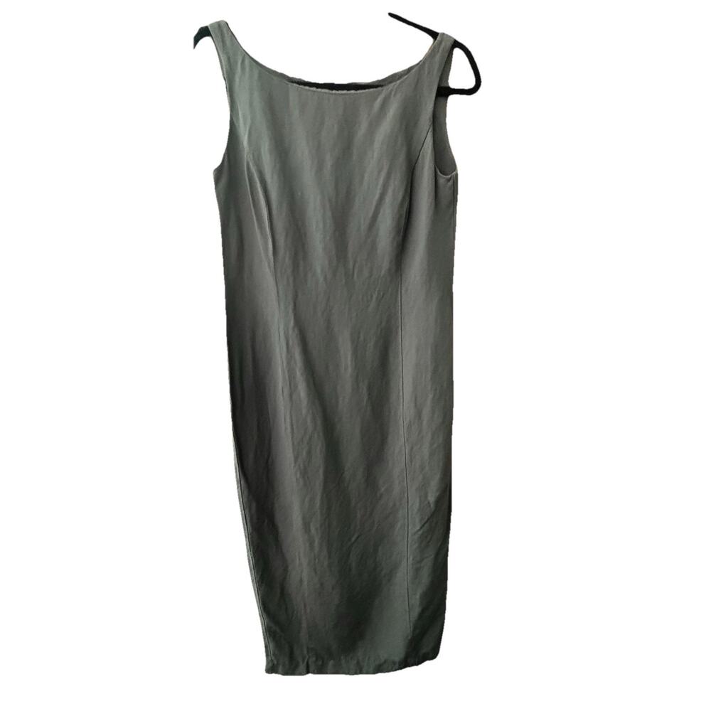 Country Roads Australia Linen Rayon Pencil Dress Sz 6 Maxi Olive Green Beach
